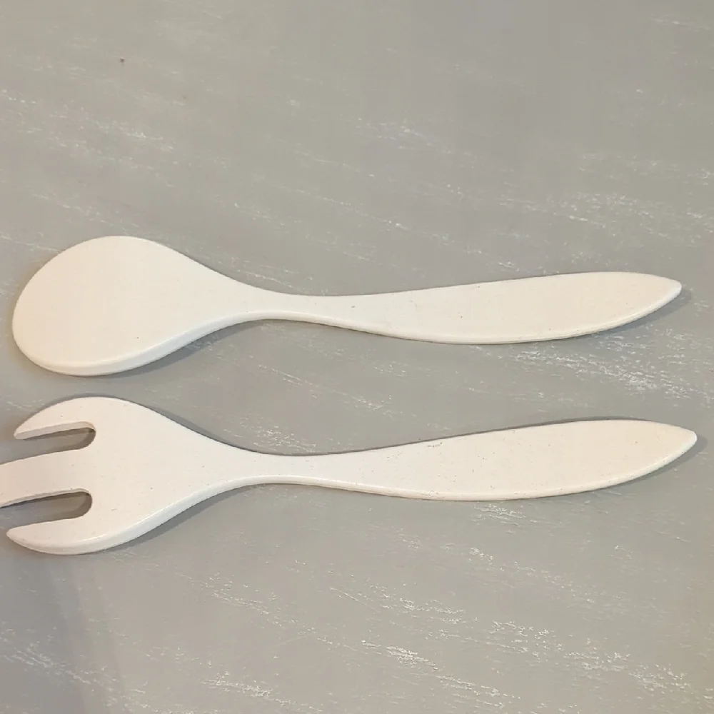 Anthropologie‎ Salad Servers Set Melamine Monsterra Tropical Leaf Print